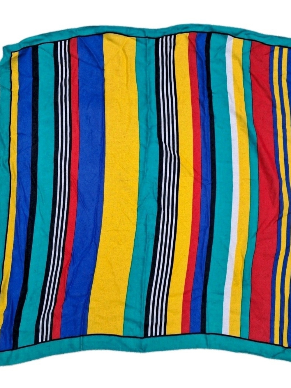 Vintage Made in Italy 100% Rayon Scarf Colorful Multi Stripe Square 30" RN 10195
